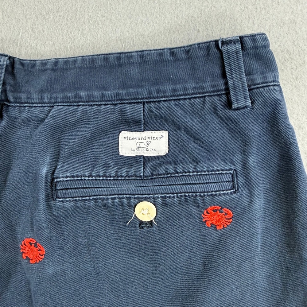 Vineyard Vines Club Shorts Men's 33 Navy Red Crab Embroided Chino Preppy - Picture 5 of 7